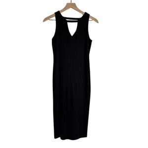 Sen Pencil V Neck Cotton Dress Black S